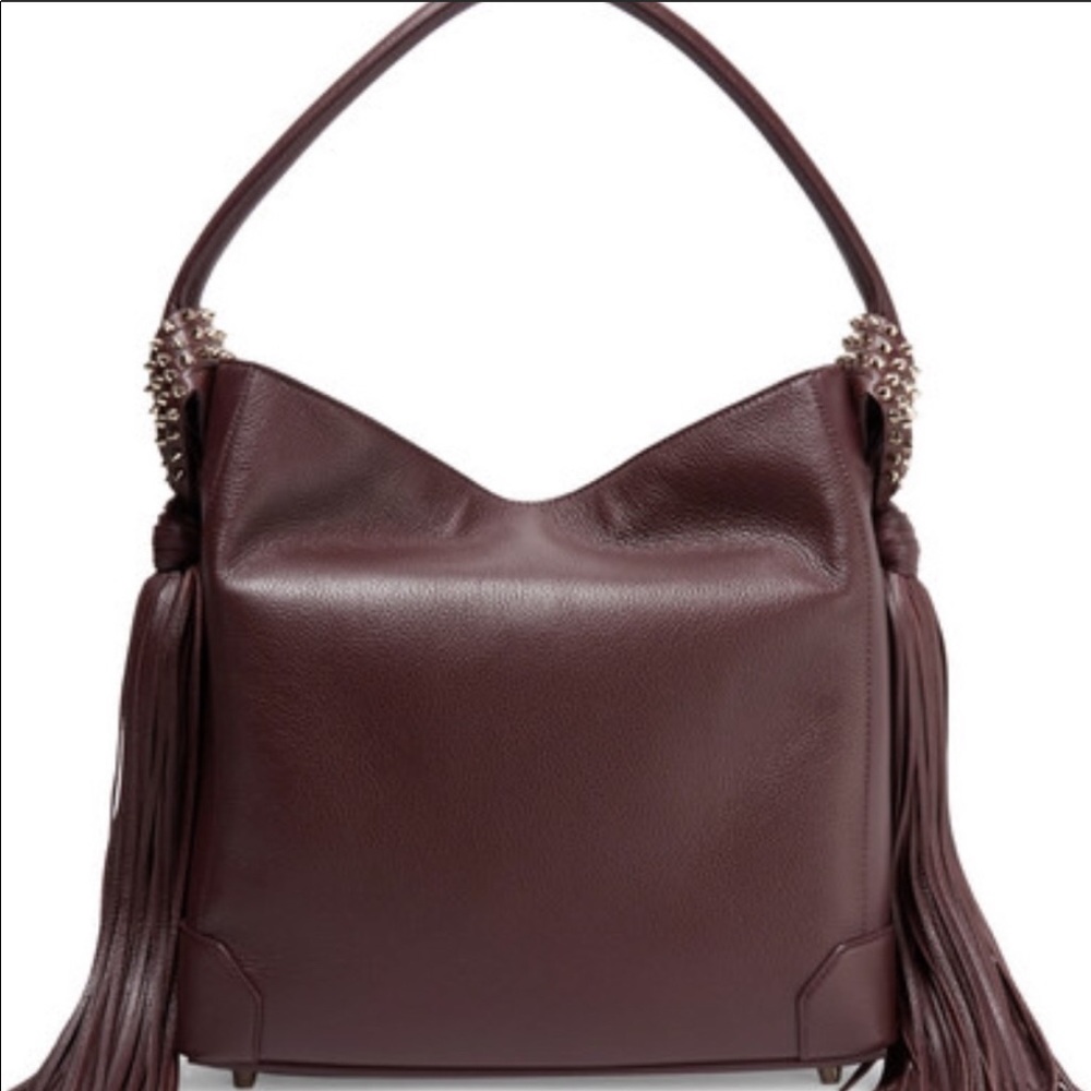 Christian Louibotin Eloise Fringe Leather Hobo